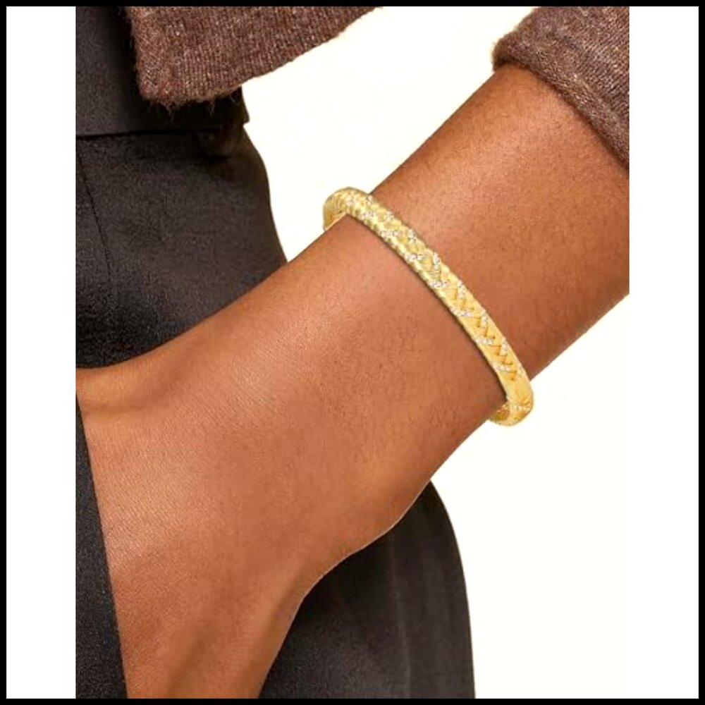 Matte Gold Plated Bangle Bracelet Stackable Minim… - image 3